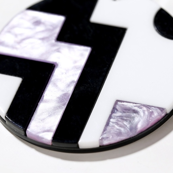 **THALIA* Purple Color Block Round Fashion Earrings - Picture 2 of 3